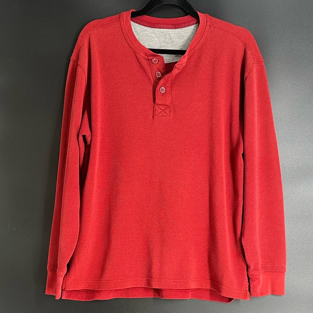 RedHead Men's Red Long Sleeve Henley Size M